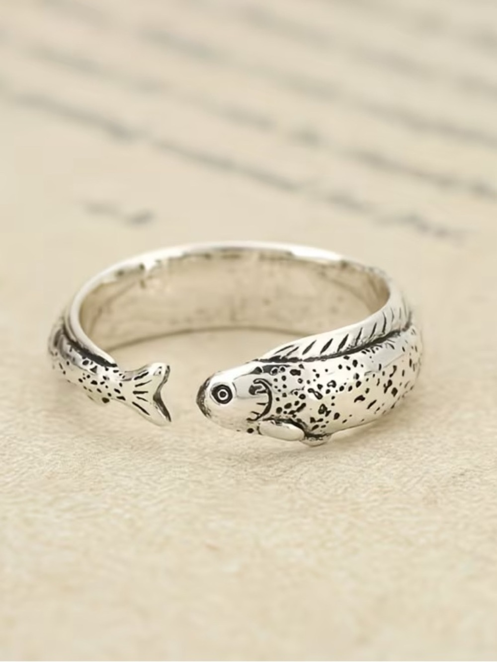 Fish Wrap Ring - Silver Fish Design Ring